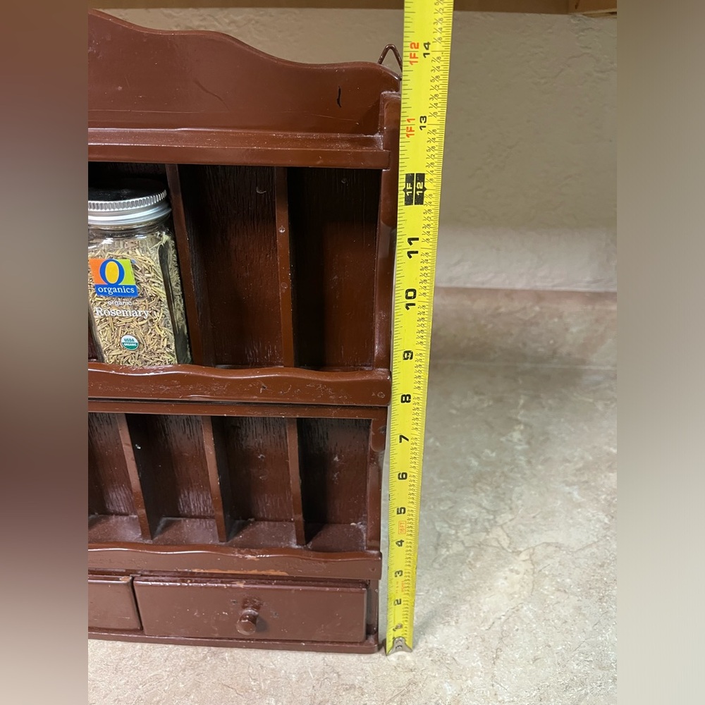 Vintage Wooden Spice Rack Organizer in Dark Brown - Picture 3 of 6